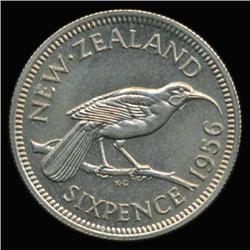 1956 New Zealand Six Pence Super GEM MS65+ (COI-6801)