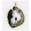 50ct Carved Druzy Agate Tourmaline Pendant Super Sparkler Gold Vermeil (JEW-1713)