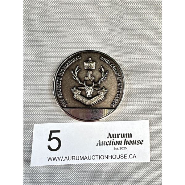 The Sea Forth Highlanders and Royal Canadian Army Cadets Challenge Coin