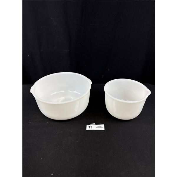 2 Vintage Mid Century Milk Glass Glasbake Nesting Mixing Bowls
