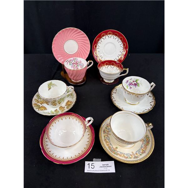 Lot of 6 Vintage Bone China Aynsley Tea Cups and Saucers No Chips or Cracks