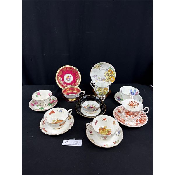 Lot of 8 Vintage Bone China Teacups and Saucers, Paragon Etc No Chips or Cracks