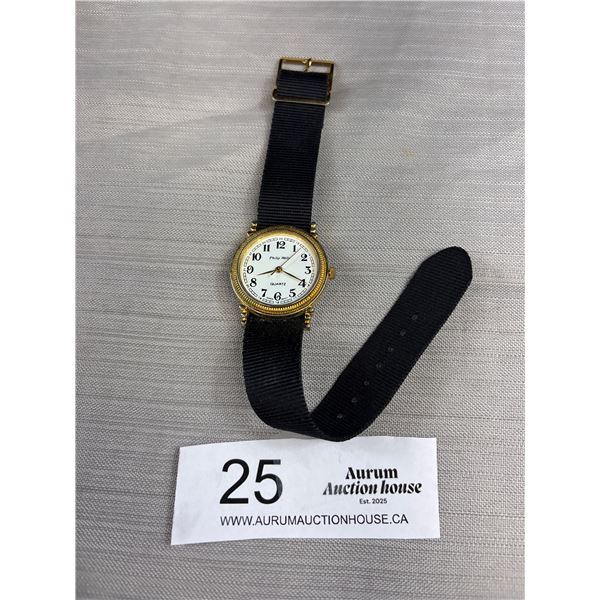 Lovely Gold Plated Stainless Steel Philip Wells Quartz Ladies Watch, Nice Condition Battery Required