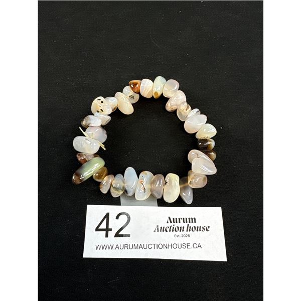 Natural Thumbled Agate Stone Beads Bracelet