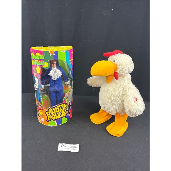 Austin Powers Figurine in Original Box + Very Cool Mechanical Chicken