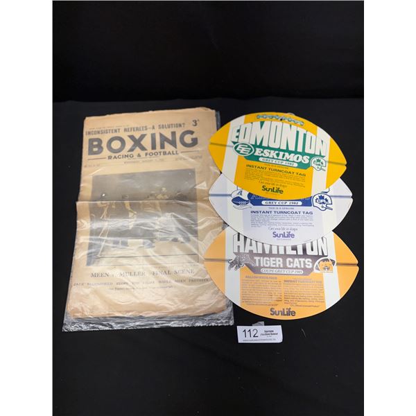 1932 Boxing, Racing and Football Paper + CFL Football Cutouts