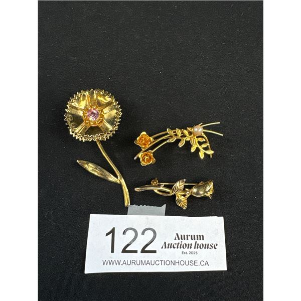 Vintage Lot of Gold Tone Pins/Brooches