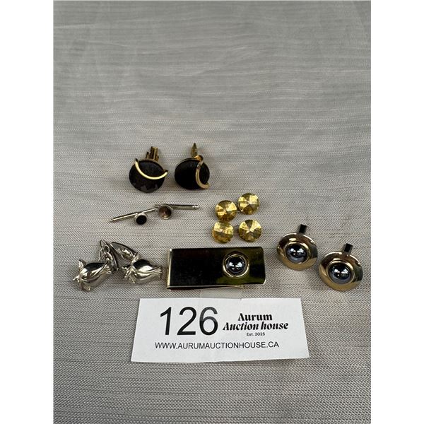 Assortment of Vintage Cufflinks And A Money Clip