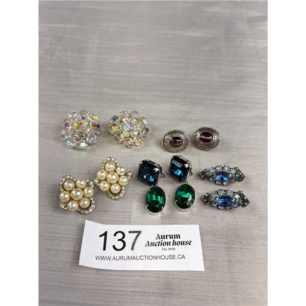 5 Pairs of Vintage Clip on Earrings
