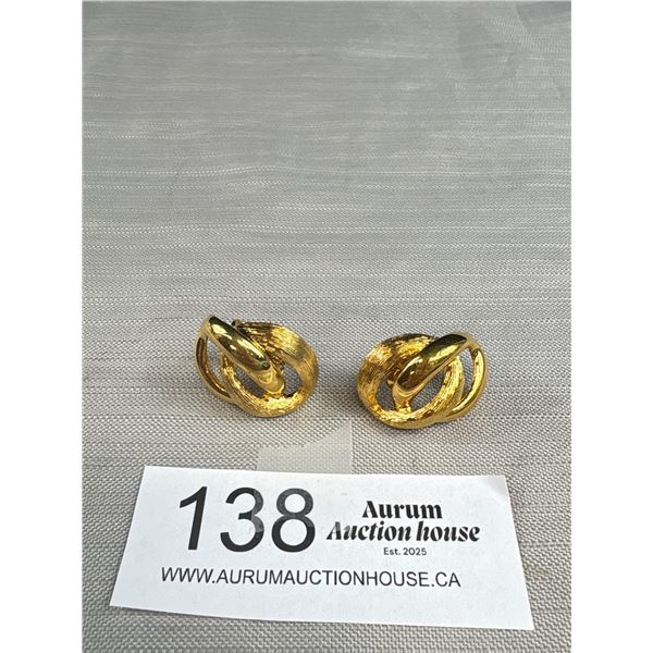 Vintage Napiel Gold Tone Knot Screw Back Earrings