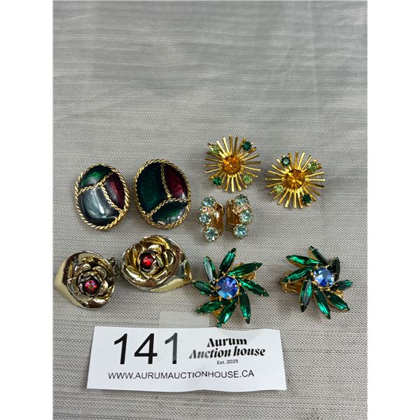 5 Pairs of Vintage Clip on Earrings