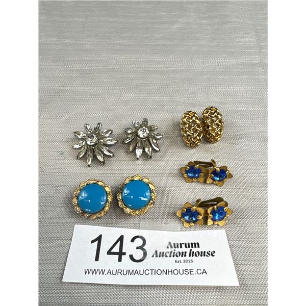 4 Pairs of Vintage Clip on Earrings