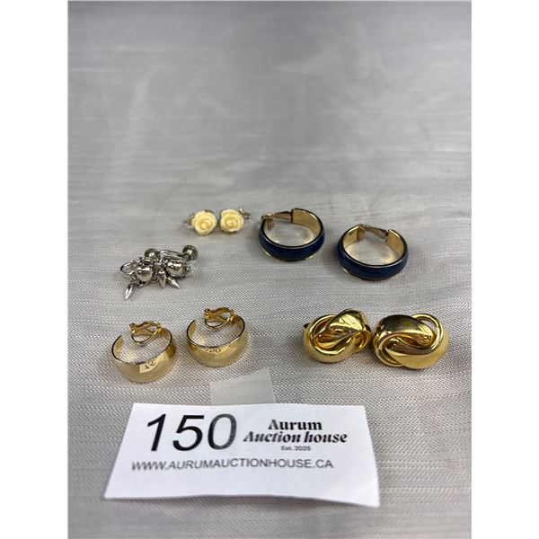 5 Pairs of Vintage Clip on and Screw Back Earrings