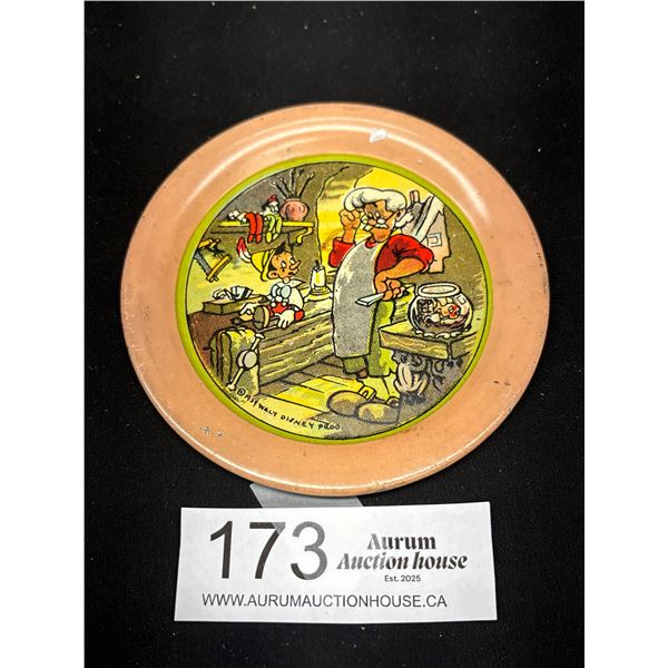 1930s Tin Litho Walt Disney Pinochio Plate