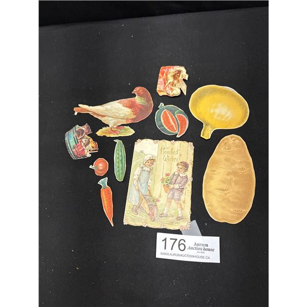 A Group of Victorian Die Cuts + Card