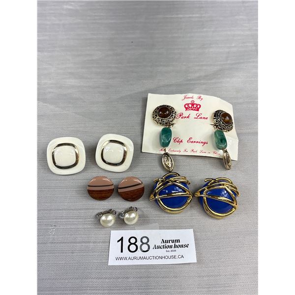 5 Pairs of Vintage Clip Earrings