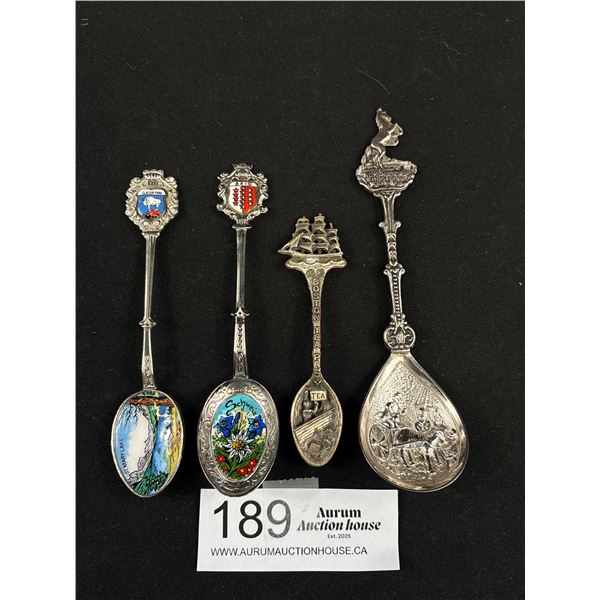 4 Very Nice Vintage Collectible Silver Plated Souvenir Spoon - Great Condition
