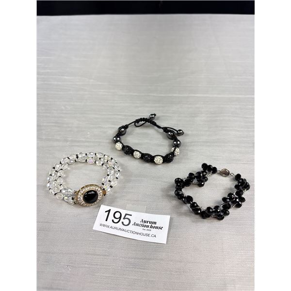 3 Beaded Bracelets with Unique Clasps. One Signed