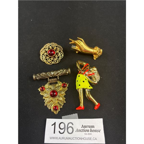 4 Vintage Brooch Pins