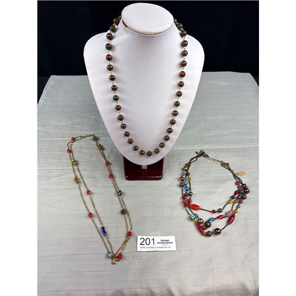 Nice Lot of 3 Vintage Necklaces, 1 Murano or Venetian Glass Swirls