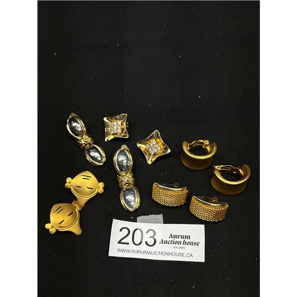 Variety of Vintage Gold tone Clip on Earrings, (5)