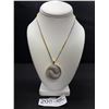 Image 1 : Beautiful Prong Set Open Back Two Tone Pendant + Chain, Very Good Quality