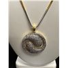 Image 2 : Beautiful Prong Set Open Back Two Tone Pendant + Chain, Very Good Quality