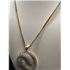 Image 3 : Beautiful Prong Set Open Back Two Tone Pendant + Chain, Very Good Quality