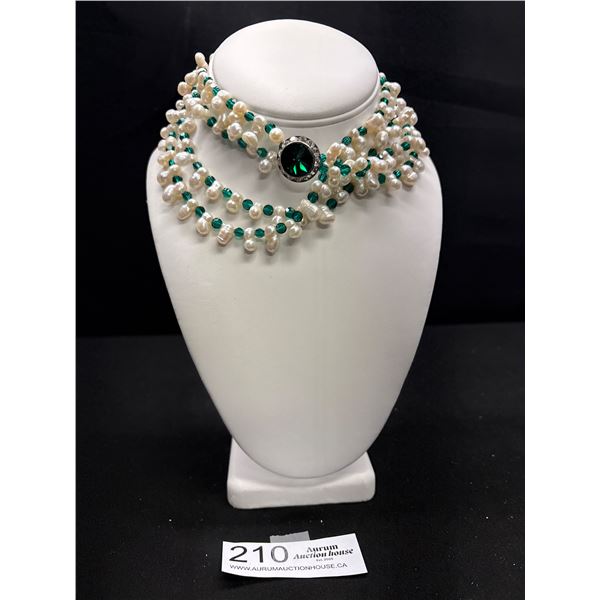 Double Strand Genuine F.W. Pearl and Bead Necklace