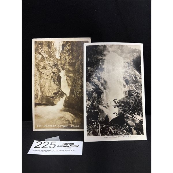 2 Early BC Postcards Shannon Falls + Canyon Falls