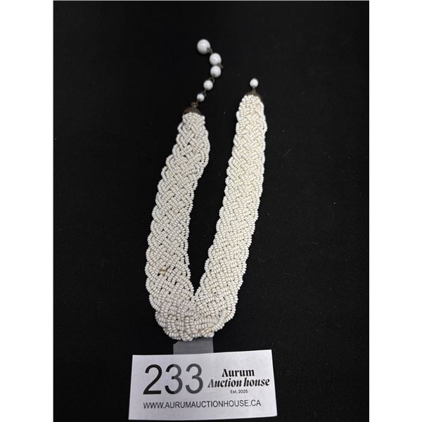 Late 1800s Milk Glass Bead Choker Necklace