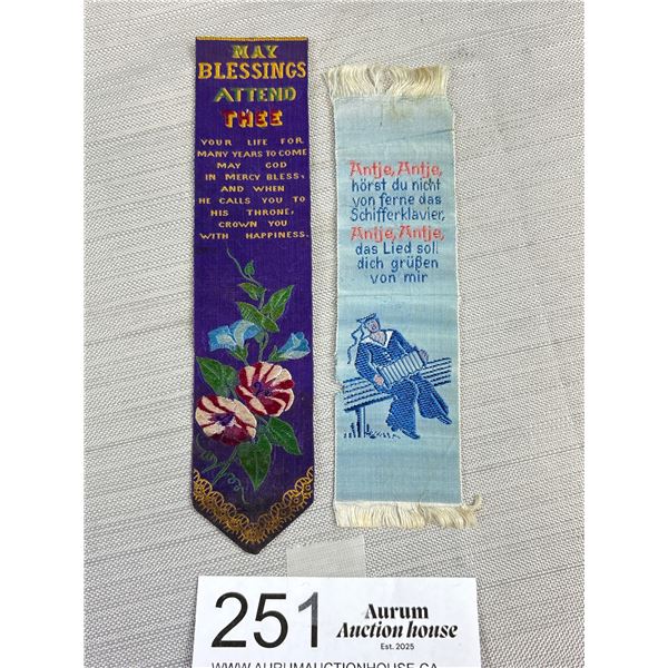 A Very Nice Condition Silk Bookmark Circa 1900 + Another