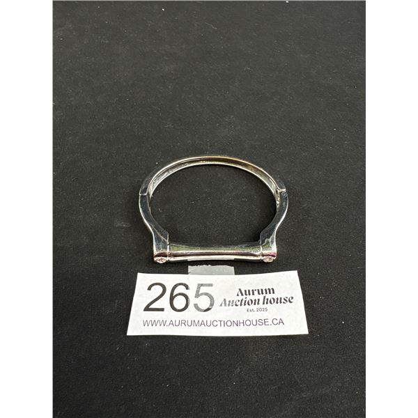 Heavy Solid Silver Plated on Copper Hinged Bangle