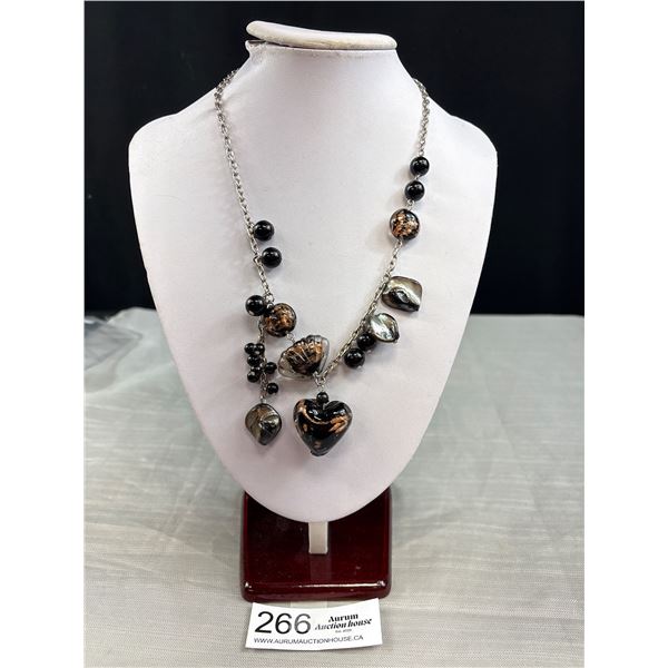 Murano Venetian Glass Pendants + Beads Necklace