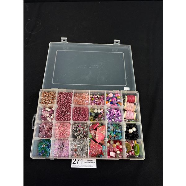 Large Clear Case w/ Beads, Etc Contents