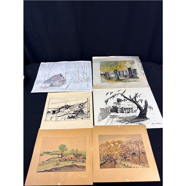 A Group of Sketches (Watercolours) By Listed Danish Artist Gurli Nelson