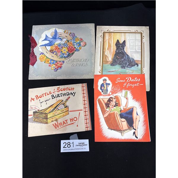 4 Interesting Vintage Birthday Cards