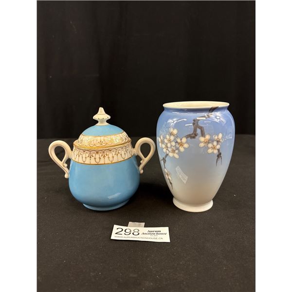 Very Nice Vintage Denmark Porcelain Vase w/ Decorative Creamer and Lid