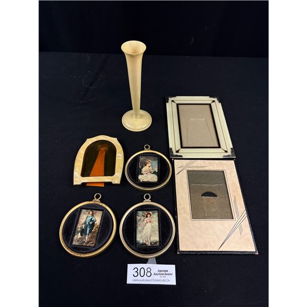Vintage Art Deco Photo Frames, Brass Minis & French Ivory Vase
