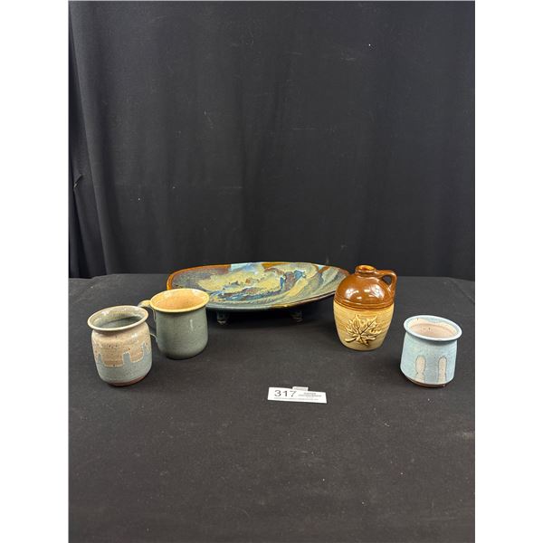 5 Pcs Vintage Pottery - Largest 12" x 7.5"