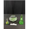 Image 1 : Vintage Cut Crystal Flower Frog & Perfume Bottles