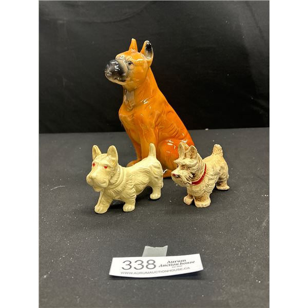 2 Corgi Dogs and a Porceline Dog Figurine