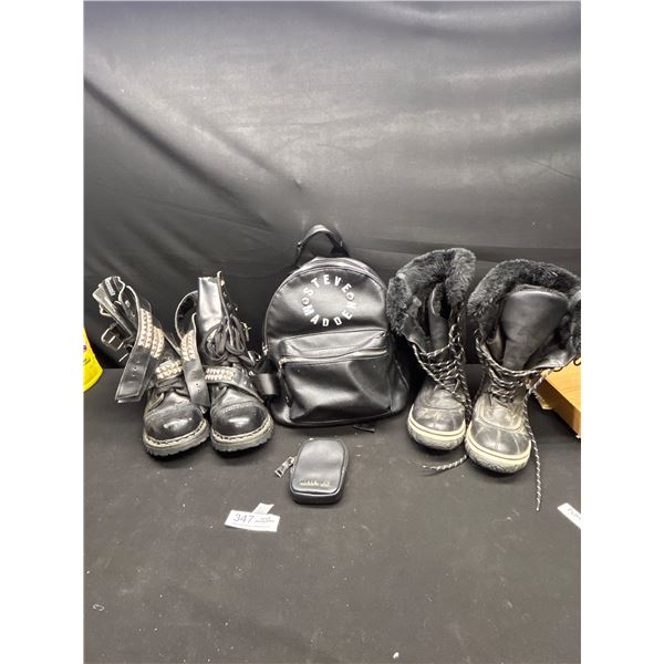 Very Nice Steve Madden Backpack & Steam Punk Boots and other boots