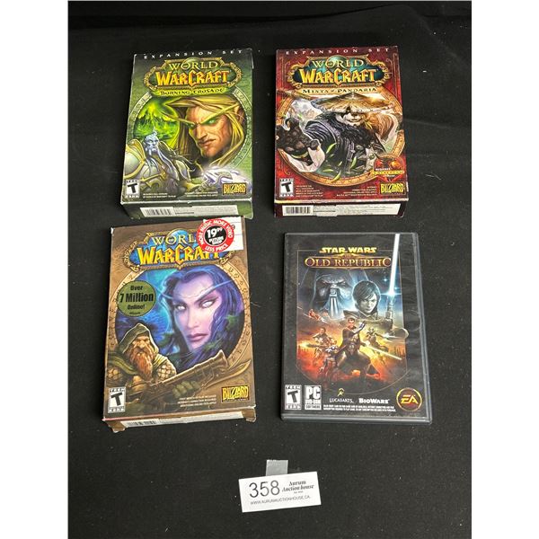 Lot of 4 PC Games World of War Craft (3) & starwars