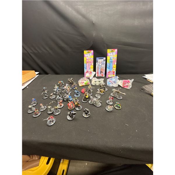 Collectible Lot of Pez Dispensars & heroclix Figurines etc