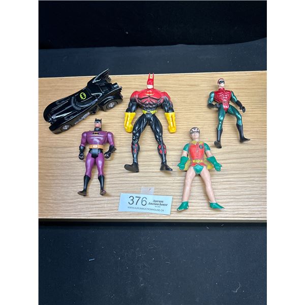Collectilbe lot of Batman & Robin Figurines and Car