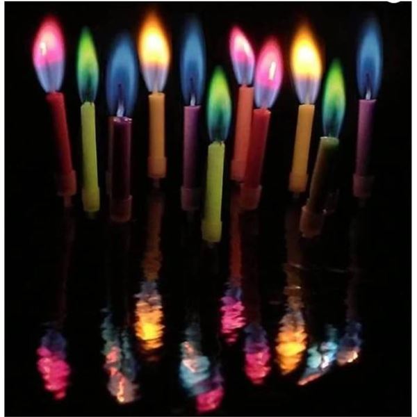 CLBC-24B Color Flame Candle Set with Holders, 12 Pcs Per Pack
