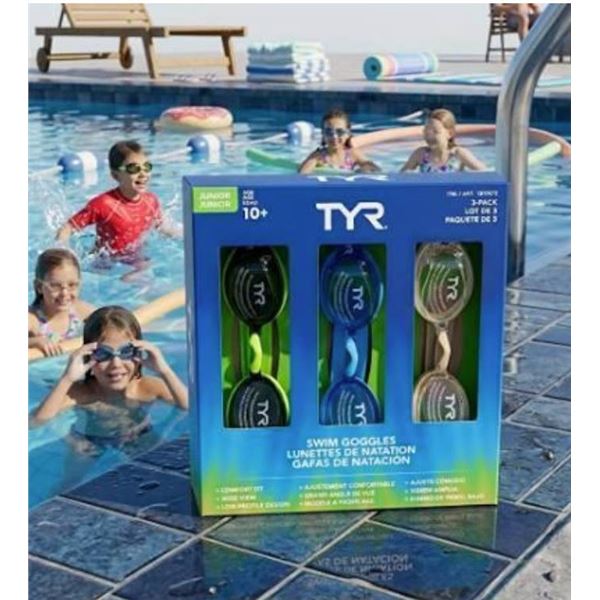 TYR Swim Goggles 3-Pack for Adults, Model 191961, Ages 16+