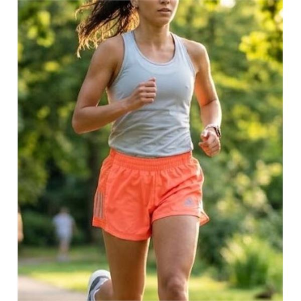 Adidas Aeroready Own The Run Shorts, Coral/Reflective Silver, Size M
