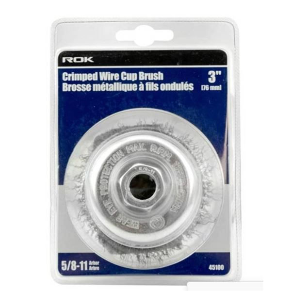 ROK Crimped Wire Cup Brush, 3-Inch, Model 45100